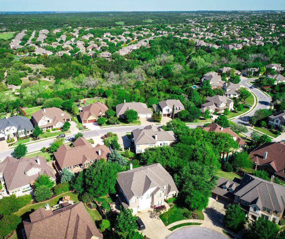 Aerial view of a Spring, Texas neighborhood